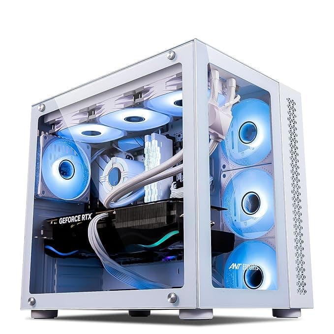 Ant Esports Crystal Mid-Tower Gaming PC Cabinet – White | Dual Chamber Panoramic Tempered Glass | Supports E-ATX, M-ATX, ITX | 4 Pre-Installed Fans | High Airflow PC Case for High-End Builds